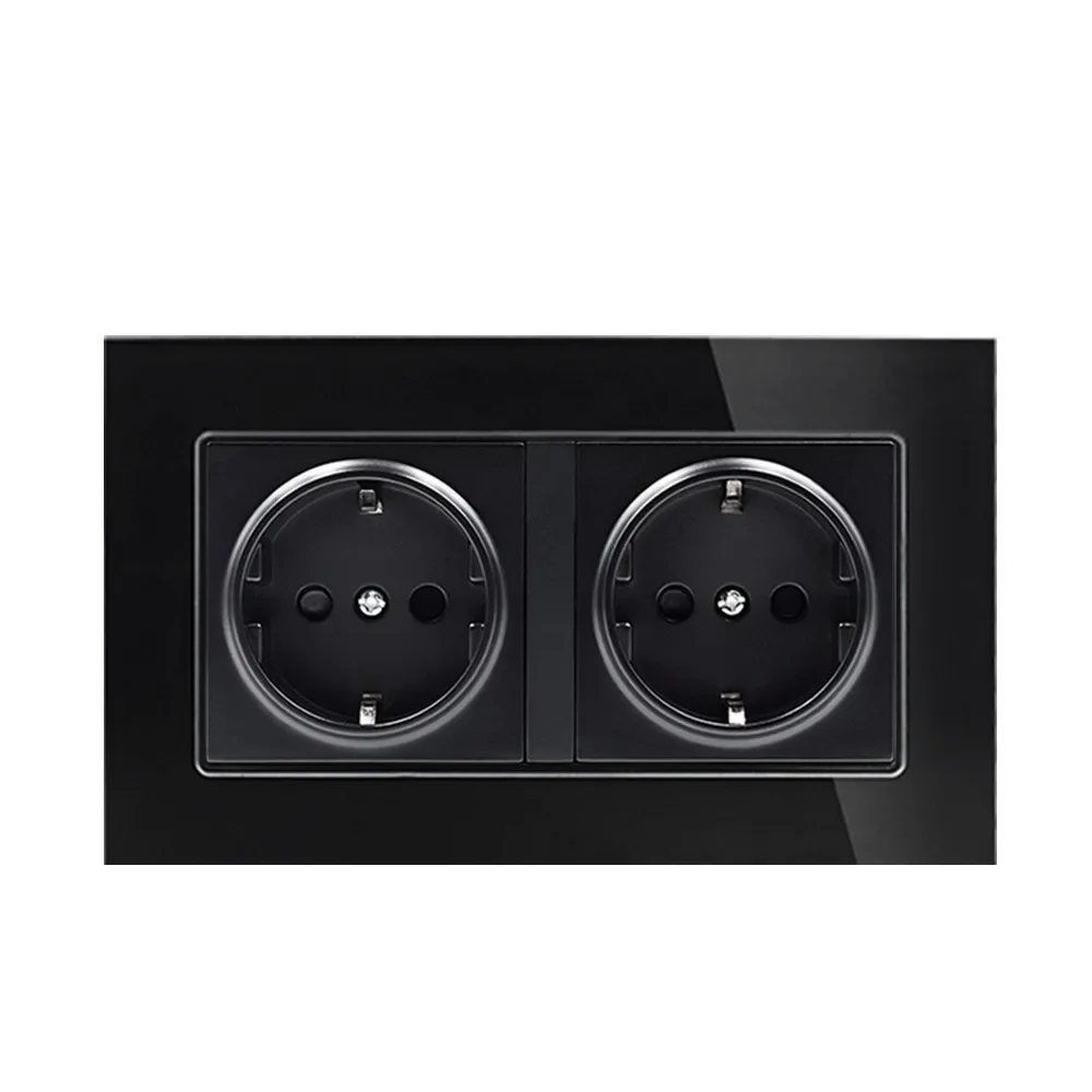 

Настенная розетка из хрустального стекла с заземлением, электрическая двойная розетка европейского стандарта 16а, 146 мм * 86 мм