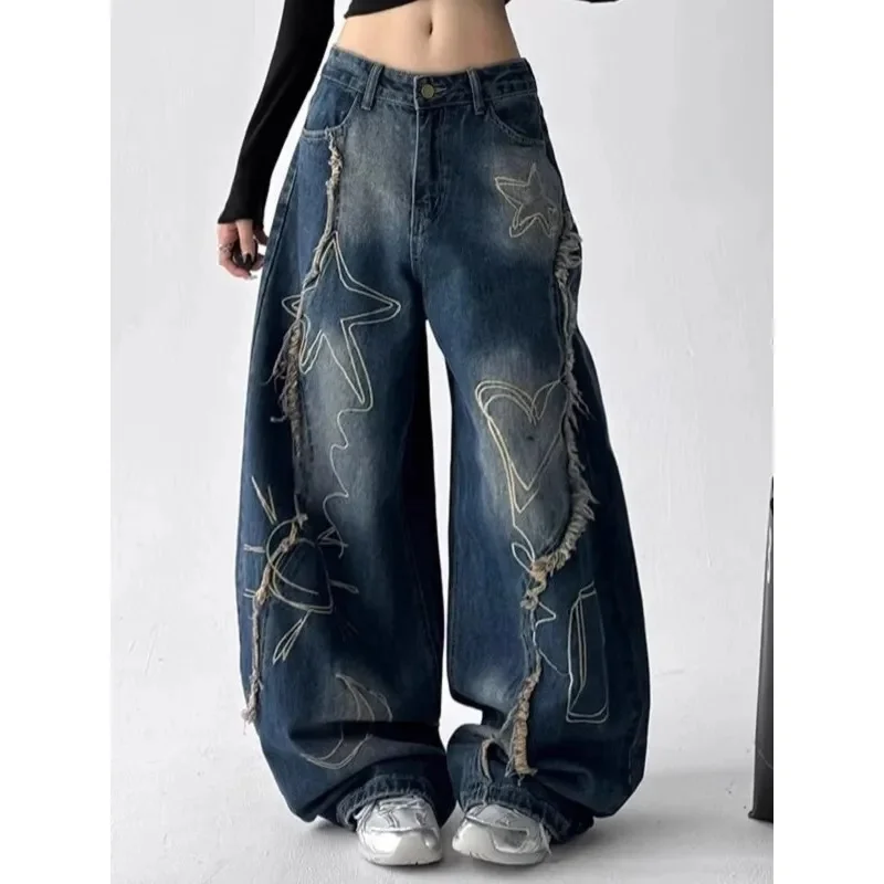 

American Style High Street Design Heavy Stripe tie Dye Wide Leg Jeans 2025 Spring and Autumn New Men's Women's Retro Floor Pants