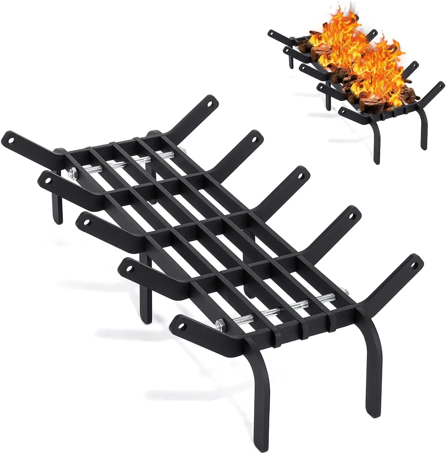 

22-дюймовая каминная решетка из высокоуглеродистой стали, сверхмощная стойка для поддонов для дровяных печей