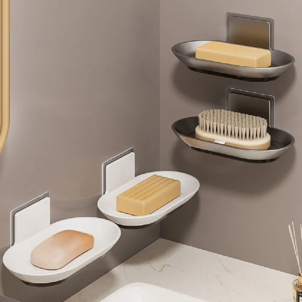 

2 шт. алюминиевая настенная мыльница без перфоратора дренажный лоток для хранения мыла со сливом воды, прочная несущая способность