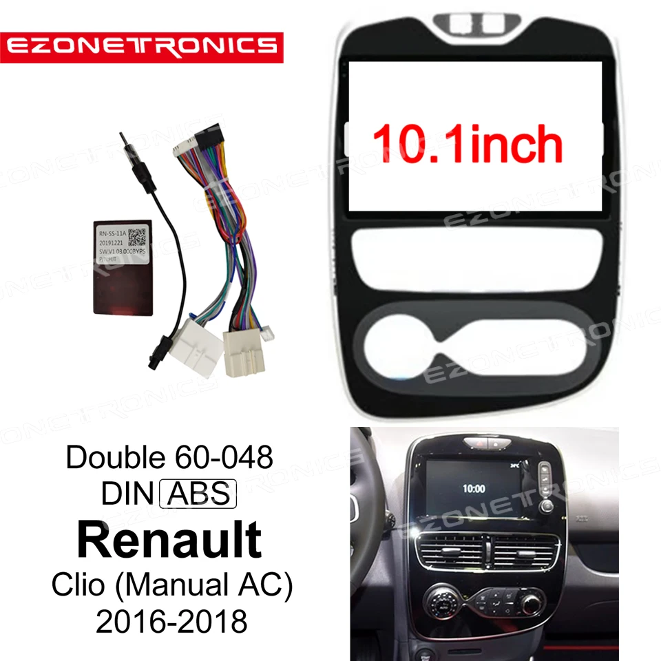 Marco de DVD para coche 1DIn 2Din, adaptador de montaje de Audio, Kits de ajuste de tablero, Panel Facia de 10,1 pulgadas para Renault Clio Manual 2016-18 Radio
