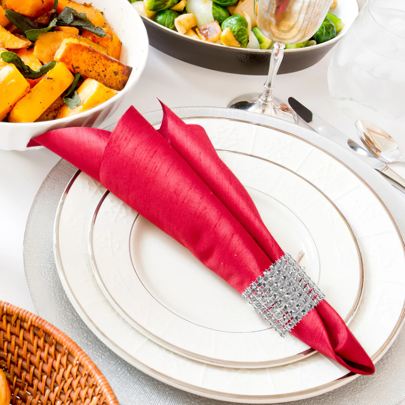 

60pcs Napkin Crystal Elegant Wedding Party Supplies Crystal Napkin Rings Buckles Serviette Holders Tableware