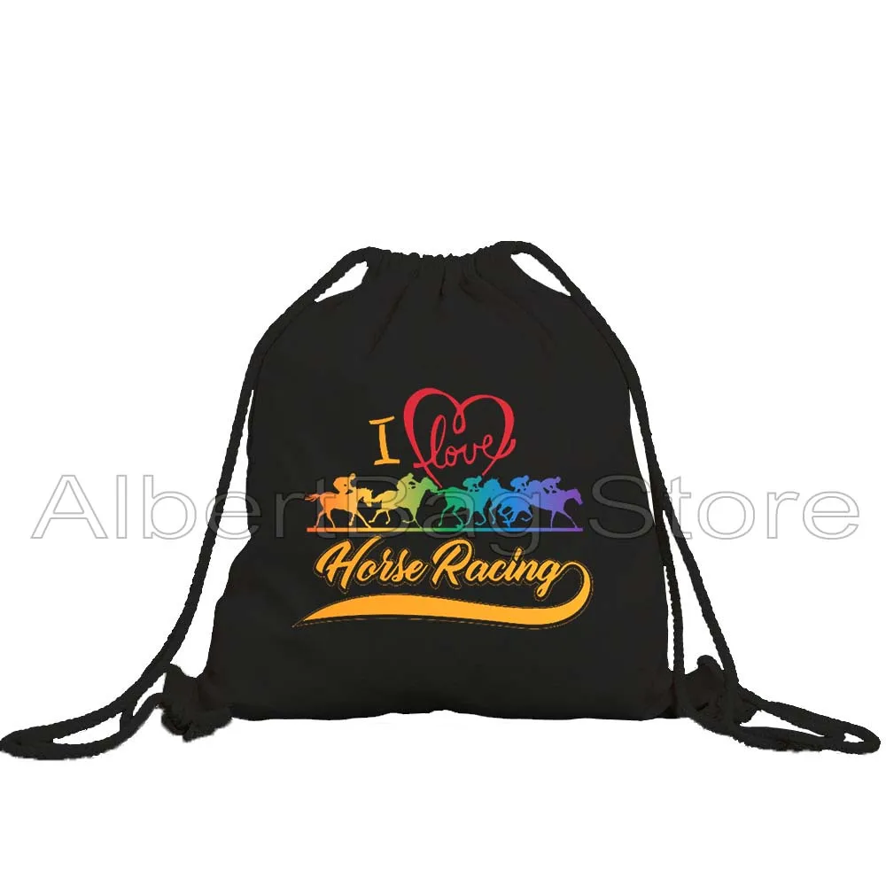 A Girl Who Loved Horses Funny Horse Racing Equestrian Riding Cute Gifts Horse Girl Drawstring Bags Soccer Backpack Gym Sackpack view 2