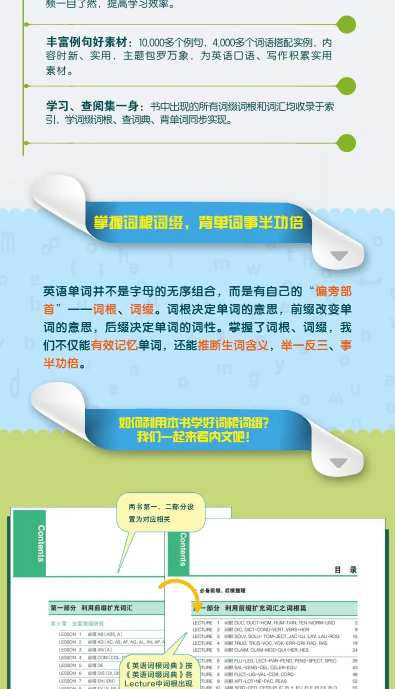 English Root Dictionary + English Prefix Dictionary (2 volumes) College Students' Overseas Study