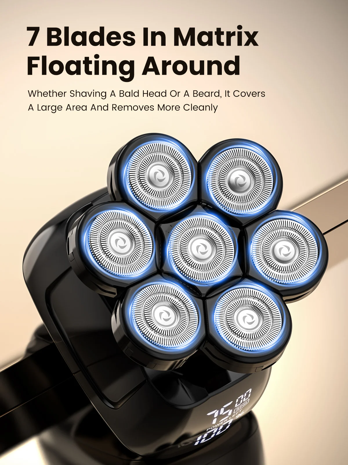 Sejoy 7D Bald Head Shaver 6-In-1 Multifunction Cordless Electric Clipper Men Trimmer with Stainless Steel Blades