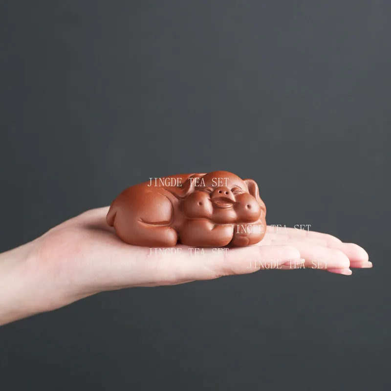 1pc Purple Clay Tea Pet Little Pig Cute Tea Play Desktop Mini Ornament Home Furnishings Ornament Tea Ceremony Accessories