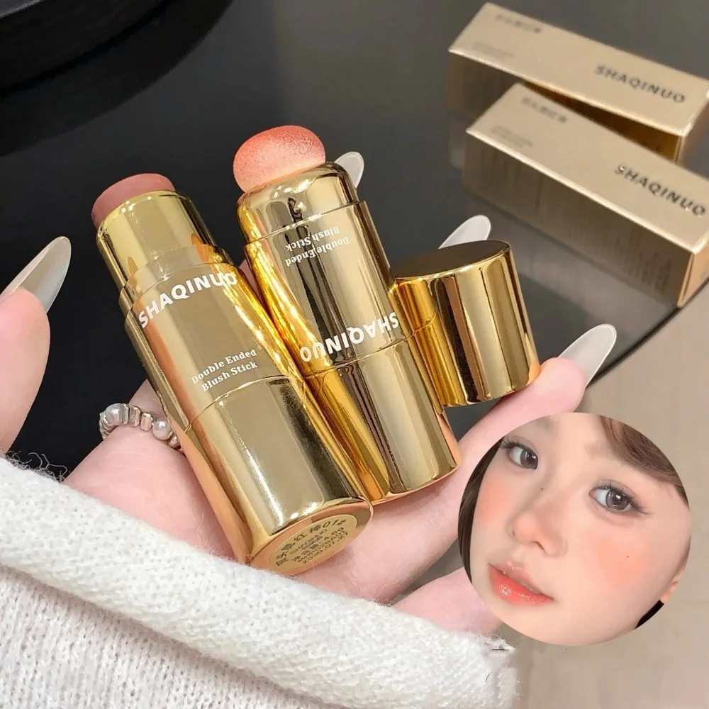Double-ended Blush Stick Spons Zacht Gezicht Verhelderende Lage Verzadigde Blusher Crème Perzik Roze Wang Tint Koreaanse Make-Up Cosmetica