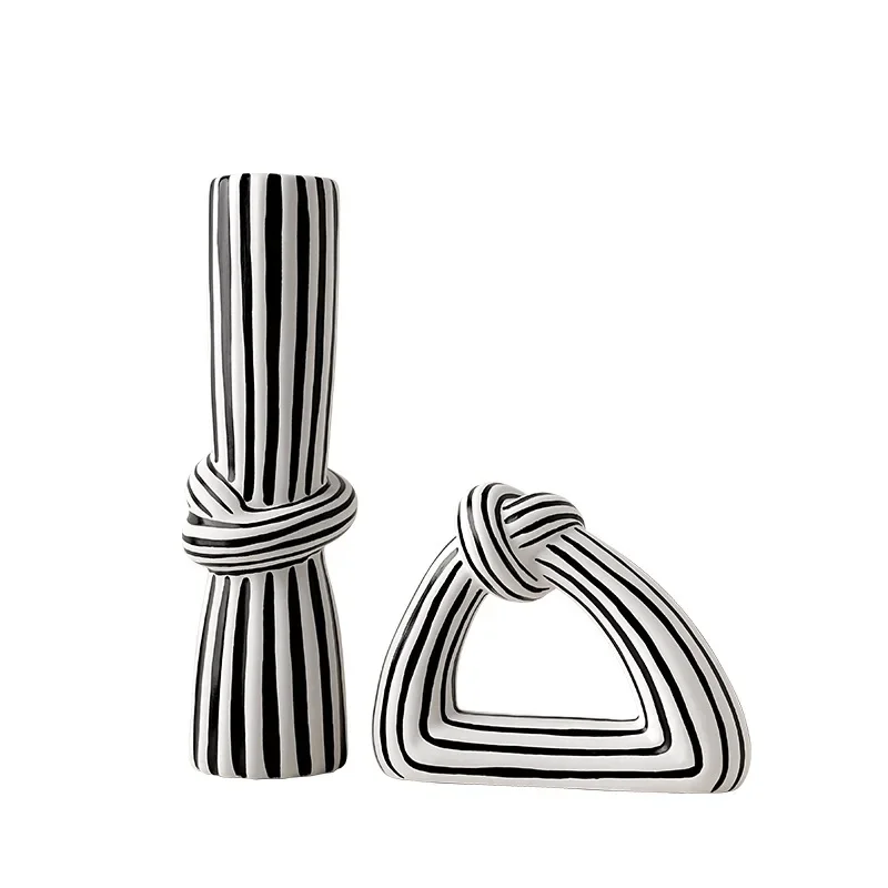 

Modern art creative simple striped knot vase home porch living room high-end decorative ornament