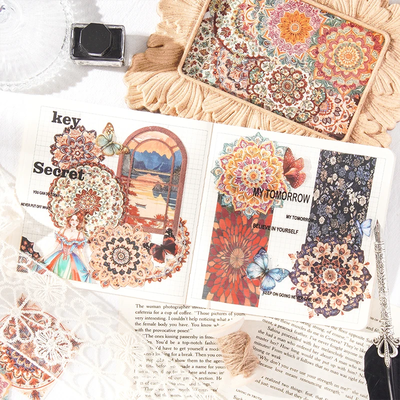 Card Lover 30 Pcs [Fantasy Treasure Series] Classical Pattern Hand Tent Multitone PET Sticker Paper Material Scrapbook Kit