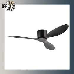 Ventilatore da soffitto IFF senza luce, stile moderno, pavimento basso, telecomando con motore CC in bianco e nero