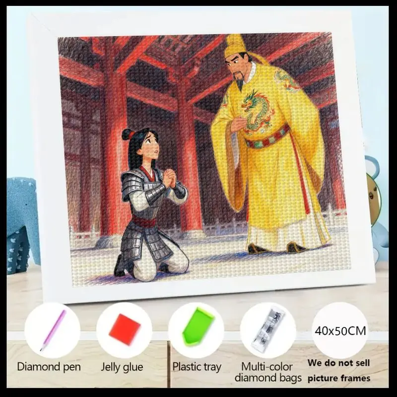 

1 шт. DIY 5D полный дрель набор для рисования кристаллами и алмазами, Мулан-воин и императорская сцена, китайская легендарная героиня, художественное ремесло,