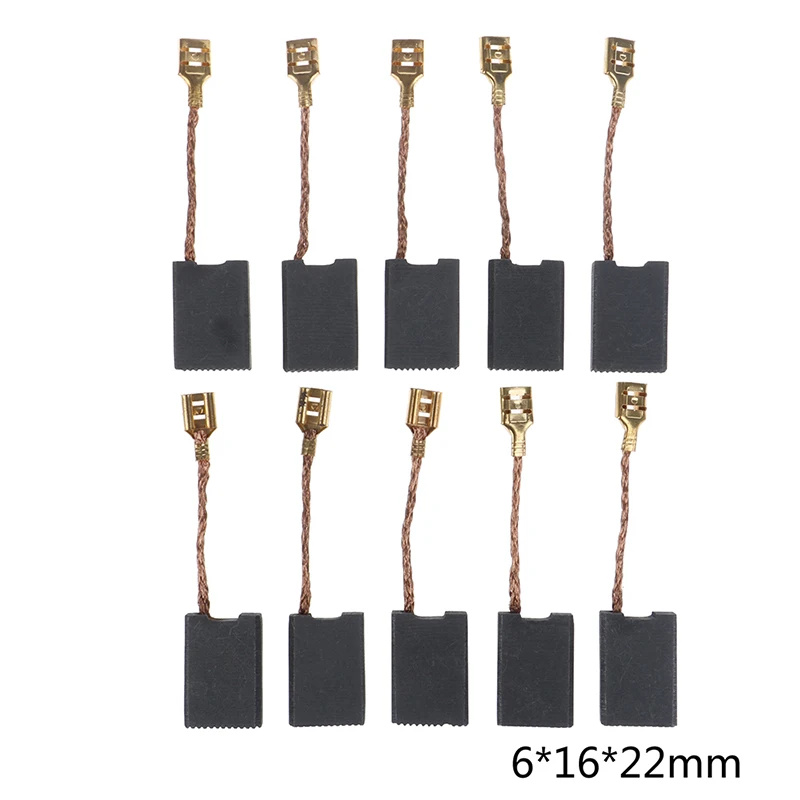 10Pcs Graphite Copper Motor Carbon Brushes Kit For Angle Grinder 6*16*22mm