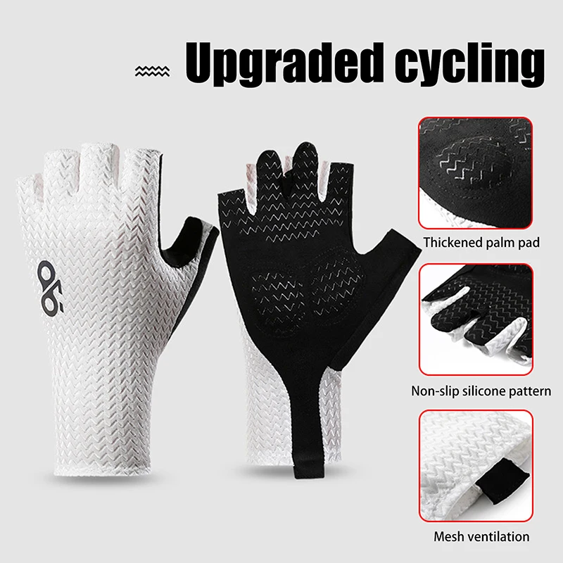 

.[LA]1Pair Summer Breathable Half Finger Cycling Gloves Ultralight Road Bike Gloves Anti-Slip Silicone Pad Cooling Sport Gear