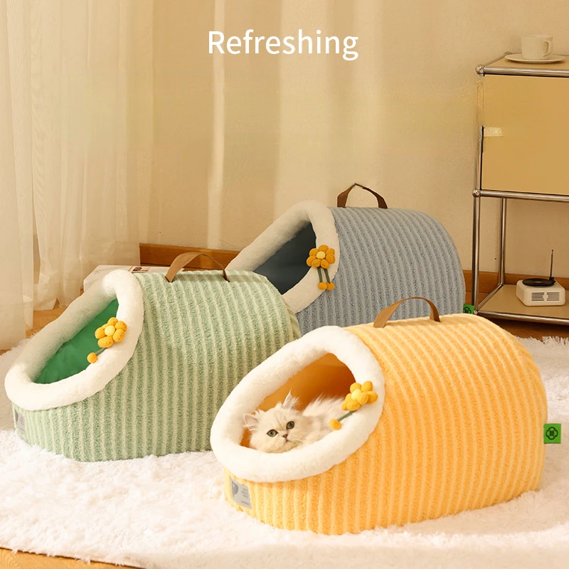 New Autumn and Winter Warm Cat Nest Ins Wind Semi-enclosed Portable Pet Nest Three-dimensional House Dog Nest