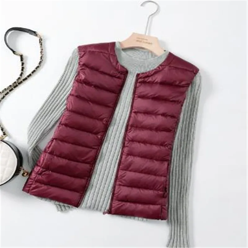 8XL autunno inverno donna gilet senza maniche caldo piumino Ultra leggero bianco piumino d'anatra femminile corto Oversize Outwear