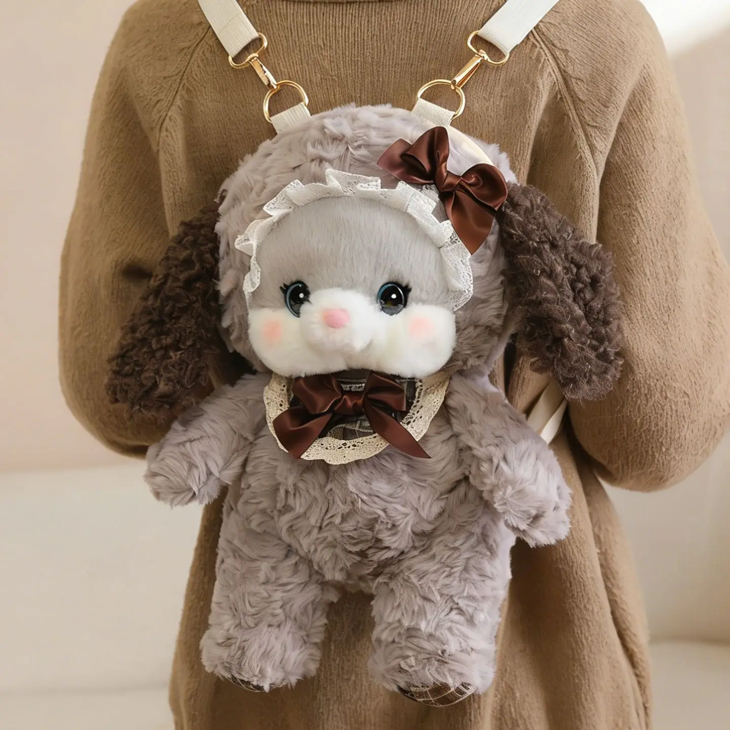 動物シリーズかわいいウサギの子犬ぬいぐるみバッグ子供の外出人形バックパックギフト学生女の子ギフト-a1