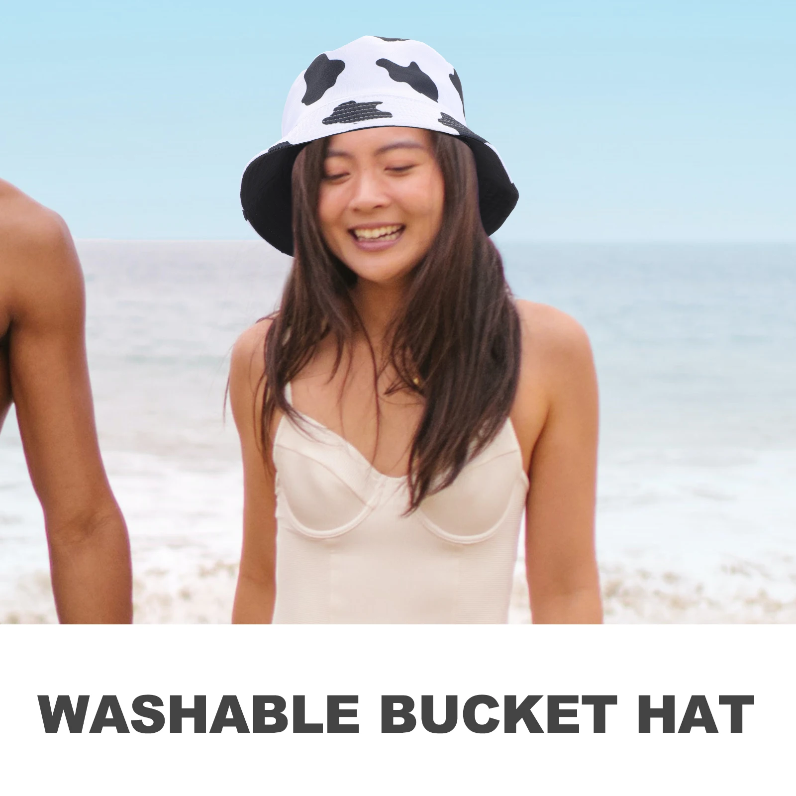 

1pcs Cow Print Bucket Sun Protection Lightweight Cotton Fisherman Hat For Beach Outdoor Summer Wear Fashionable Breathable