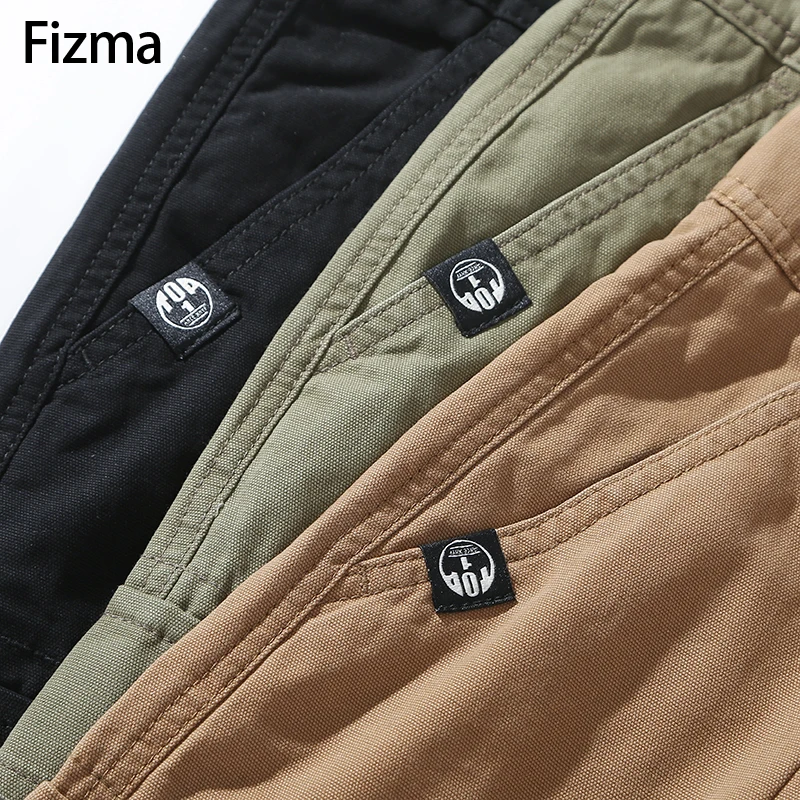 Fizma Solid Pantalones Cargo Male Autumn Winter Cargo Pants Men\'s Straight Trousers Loose Casual Outdoor Pants Men Pantalones