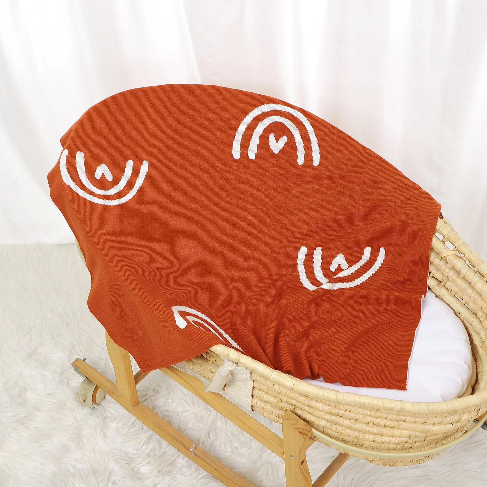 

Детское одеяло вязаное 90*70 см, детская коляска, пеленание, модное клетчатое постельное белье в радужную полоску для новорожденных мальчиков и девочек, мягкое одеяло