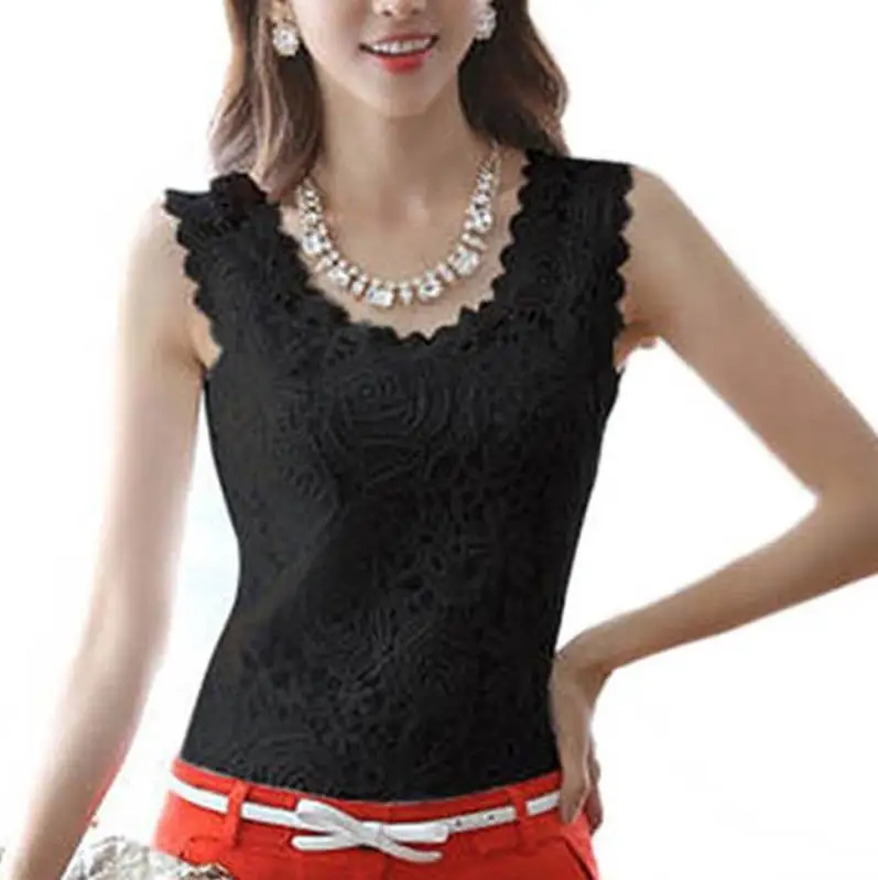 New women\'s summer new Korean version of the undershirt female bottoming sleeveless tops big yards lace camisole T-shirt