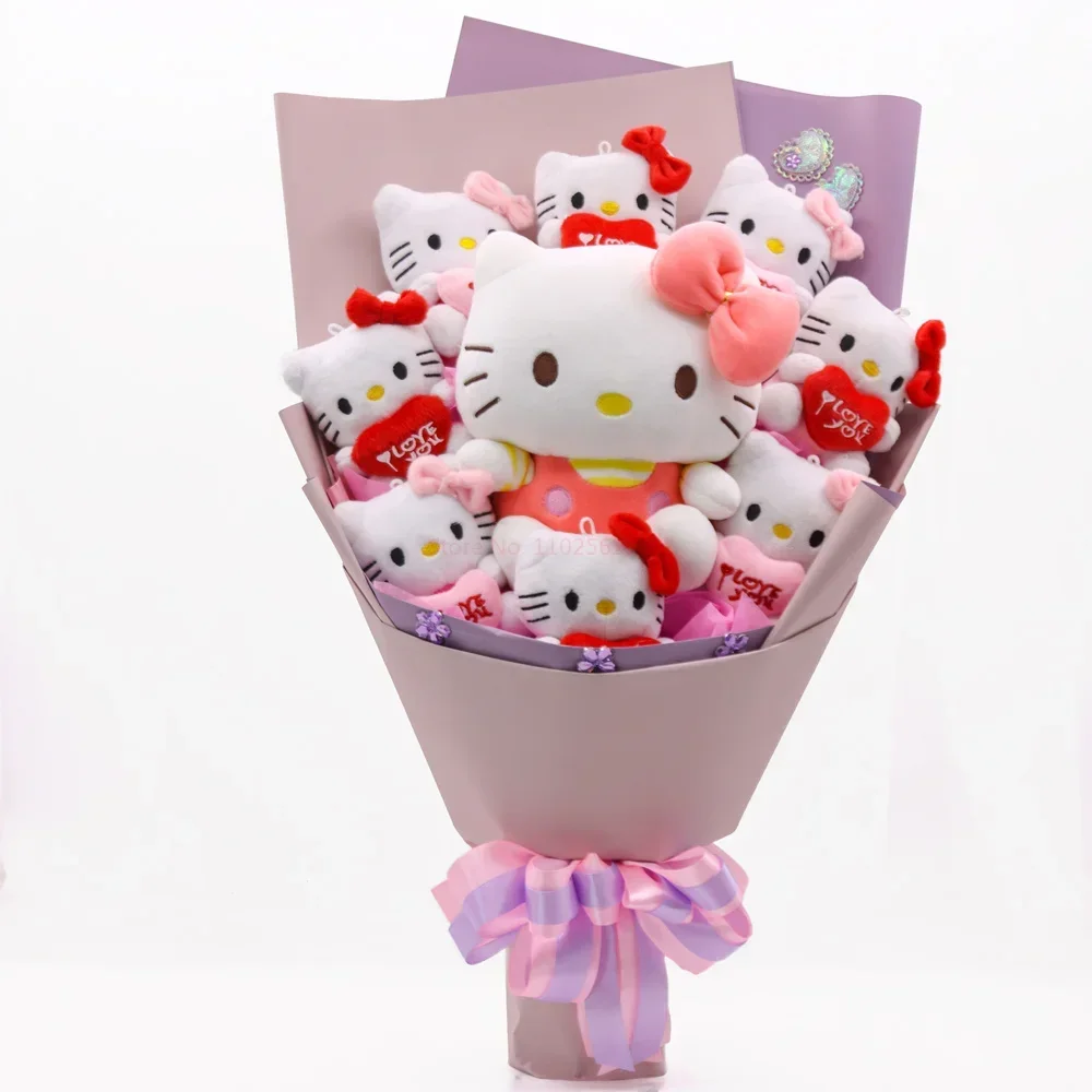 Sanrio Kawaii Hello Kitty Plush Toy Room Decor Plush Bouquet Soft Stuffed Dolls Valentine\'s Day Graduation Kawaii Birthday Gifts