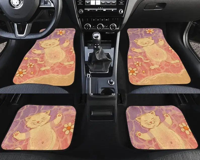 Go With The Flow Cat Car Mat, Celestial Floor Car Mat, Car Mat For Women, Car Mat Cute, Car Accessories, Car Lover, Tarot Car Ma