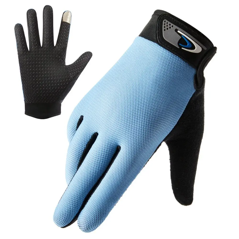 Cool Full Finger Cycling Gloves Touch Screen Thin Full Finger Gloves Ice Silk Silicone Non-slip Bike Gloves Fishing