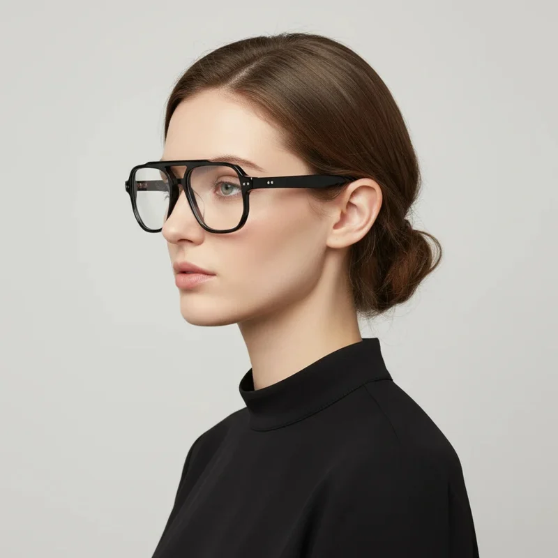 الرجعية خلات اثنين جسر مربع النظارات الإطار الرجال والنساء مكافحة الضوء الأزرق نظارات للقراءة النظارات البصرية الفاخرة العصرية 2025 #1