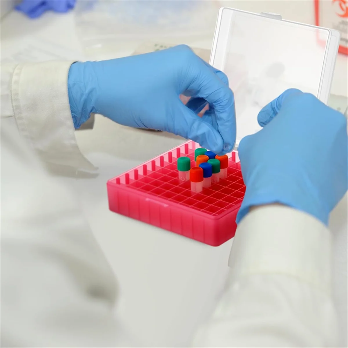 AB52 10 Pack 100 Well Centrifuge Tube Cryogenic Storage Box with Snap Clasp Freezer Box Fit 0.5/1.5/2.0 Ml Vials