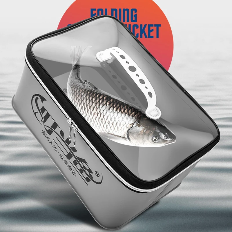 EVA Thicken Fishing Bag Box Folding Live Fish Bucket Handbag 4 Sizes Water Container Bags Fishing Tackle Tools Storage Case