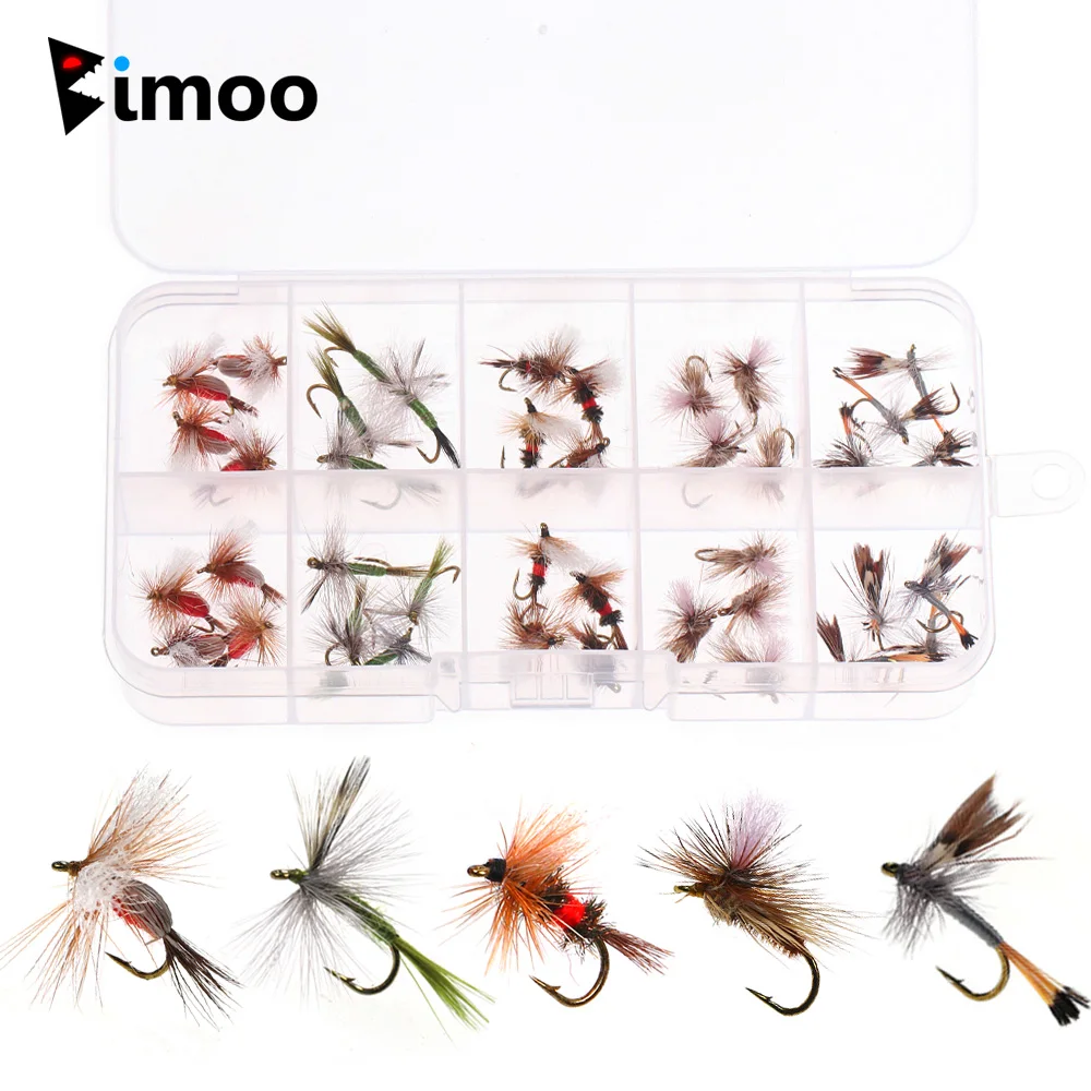 30PCS/Box Best Dry Flies For Trout Fly Fishing Flies Adams Parachute Caddis Royal Wulff Fly For Trout Bass Salmon Fishing Lure