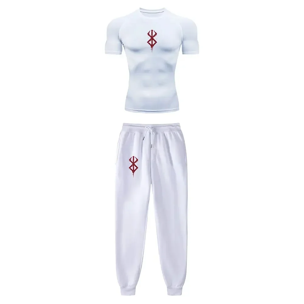 Anime Fury Intestine Set, Printed Gym Set, Men's Sports Training, Quick Drying Shirt+Sports Pants, tracksuit men