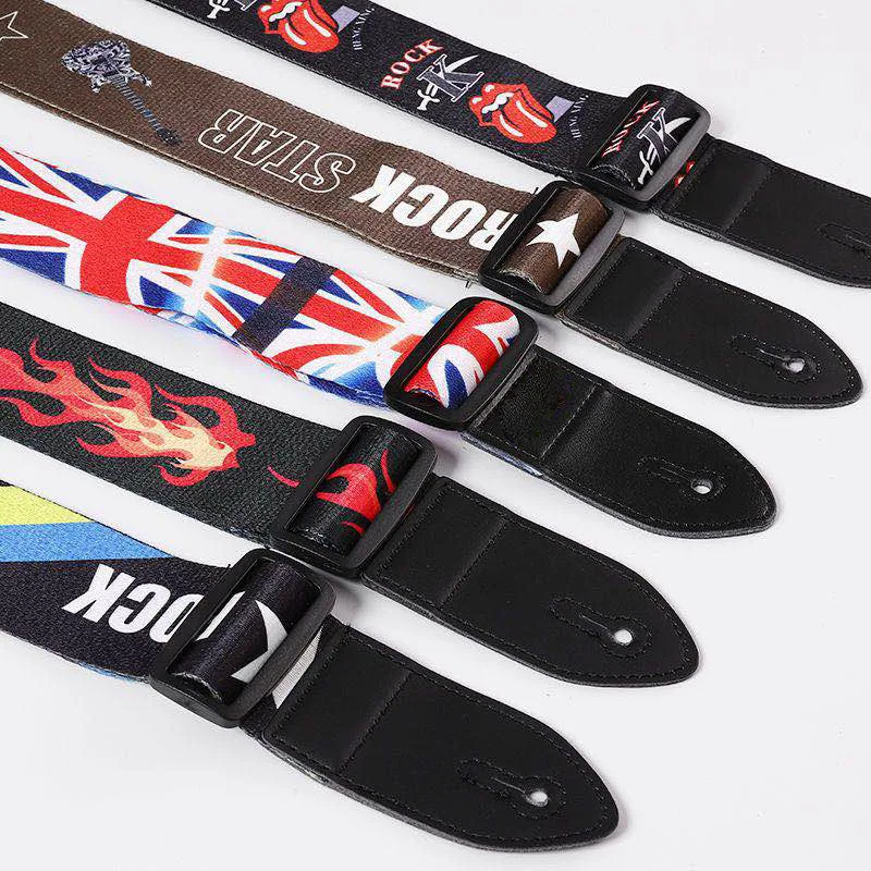 Guitar Strap for Acoustic Electric Guitar and Bass Multi-Color Guitar Belt Adjustable Printing Nylon Straps