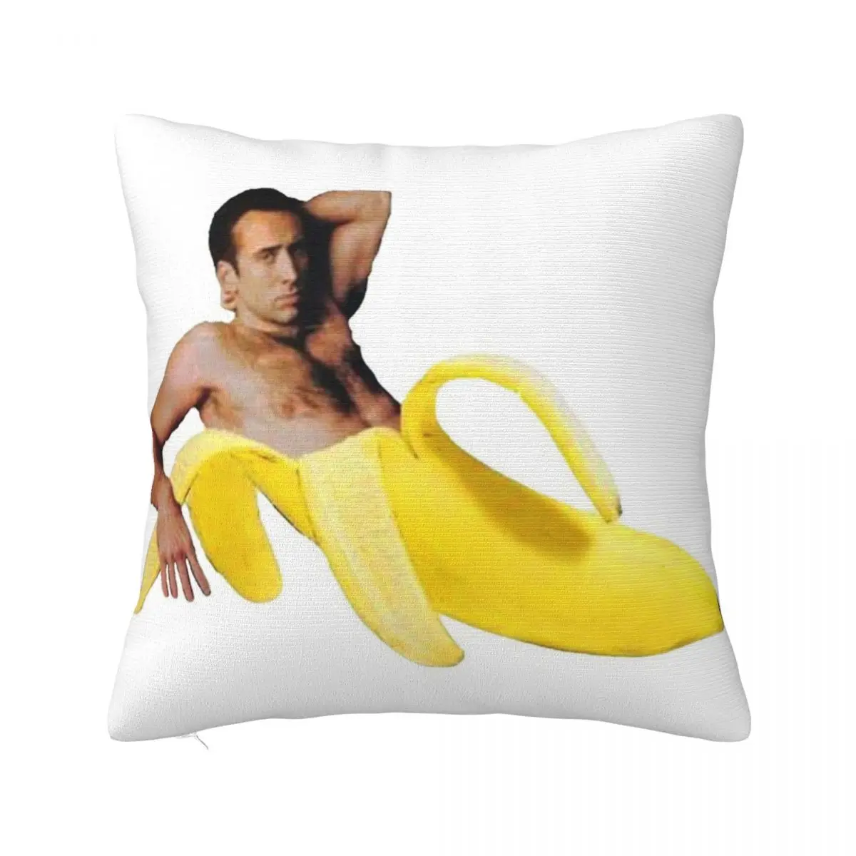 Nicolas Cage Banana - Bright Yellow Throw Pillow Pillow Cover Cushion Hair Green Cushion Cover Soft Living Room Customizable