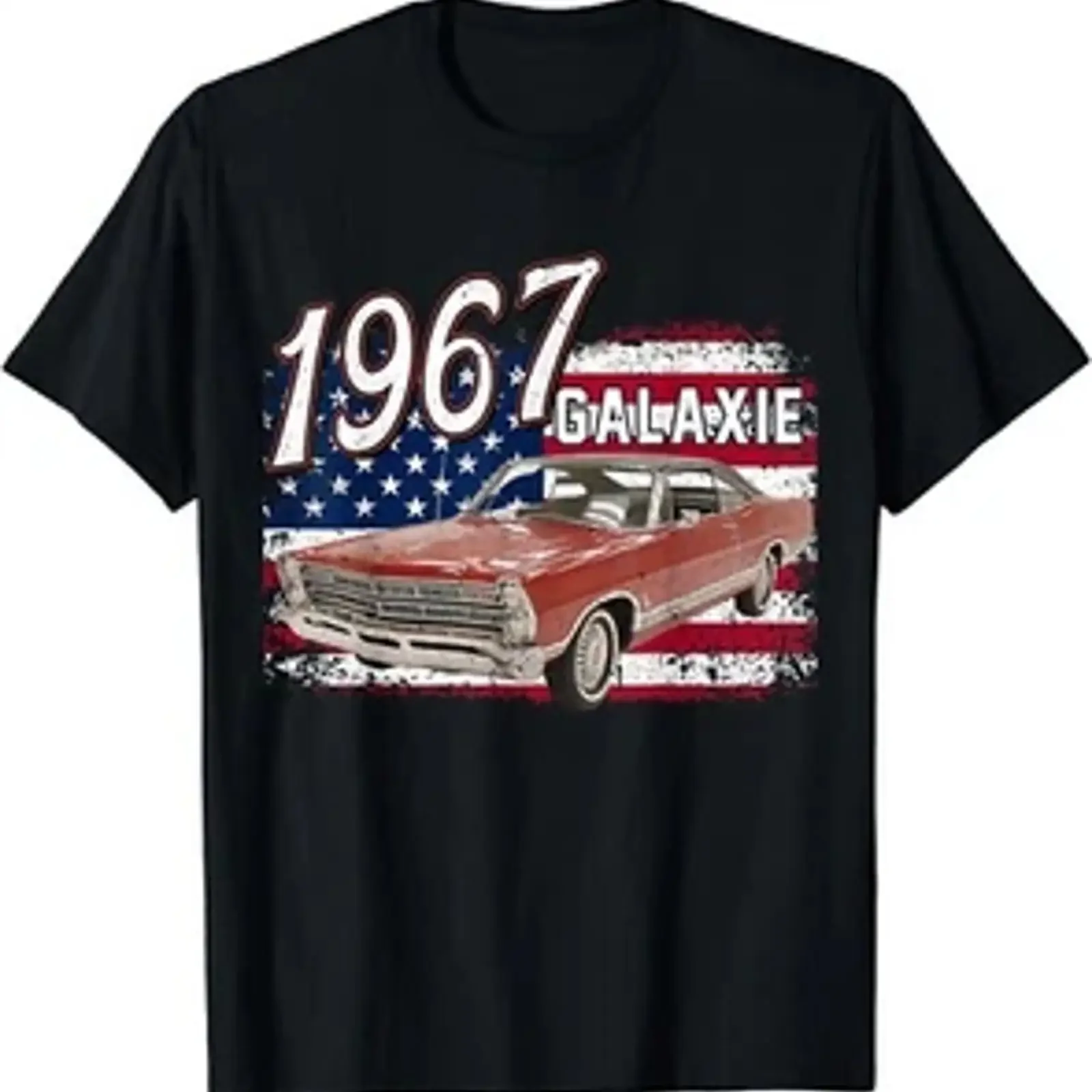Camiseta americana del 4 de julio de 1967 67 Galaxie 500, vintage, lavada, elástica, informal, ligeramente elegante, transpirable, unisex