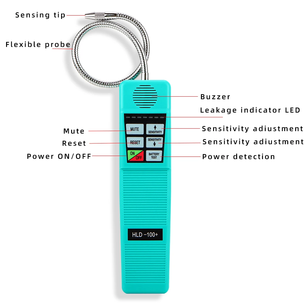 Imagem -02 - Freon Gás Leak Detector Monitor Analisador de Halogênio Refrigerante ar Condicionado Tester Vazamento de Hvac Halogênio Hld100 +
