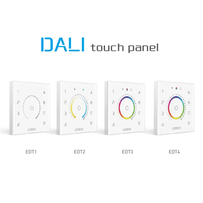 DALI Touch Screen del Pannello di 86 Interruttore a parete in stile DIM CT RGB RGBW Controller Bus di alimentazione; DALI Doppio Gruppo Interruttore