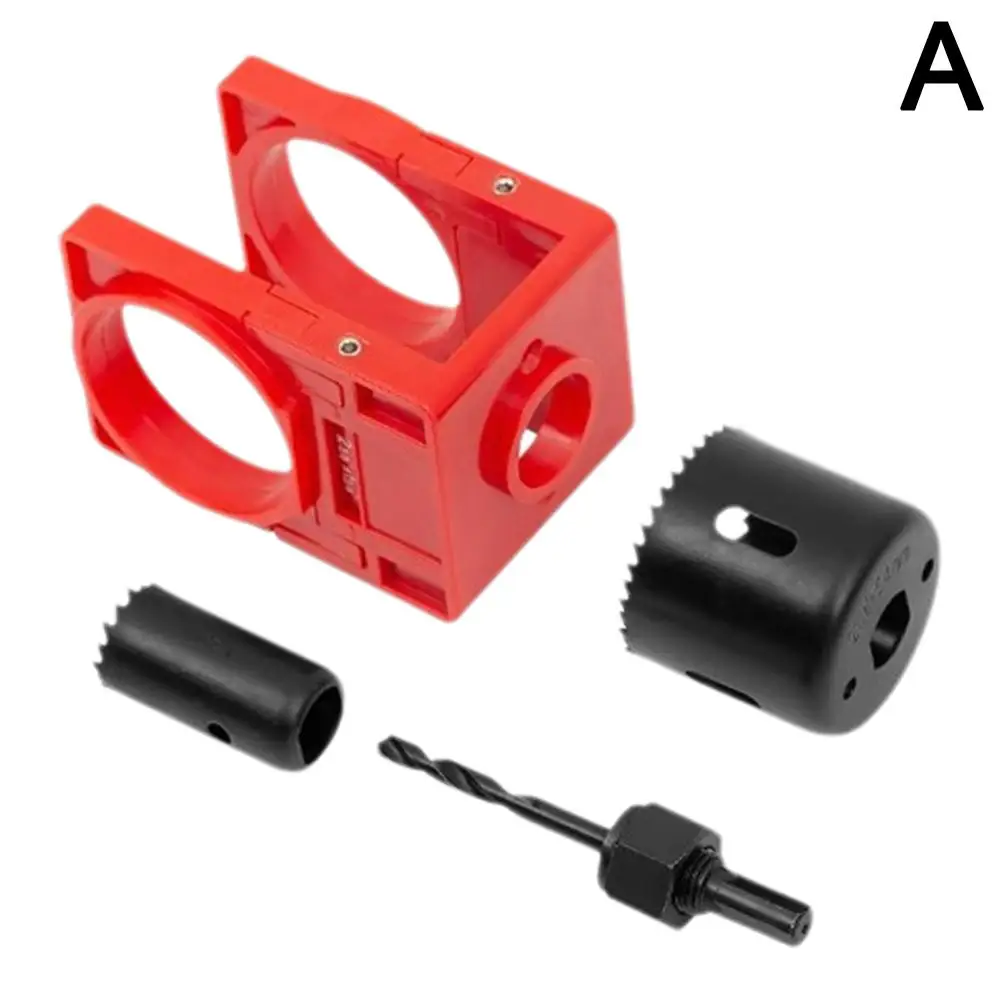 Conjunto de instalação de fechadura de porta de 1-3/8 "- 1-3/4" com modelo de guia, kit de serra de buraco de fechadura de porta para portas de madeira K1q4