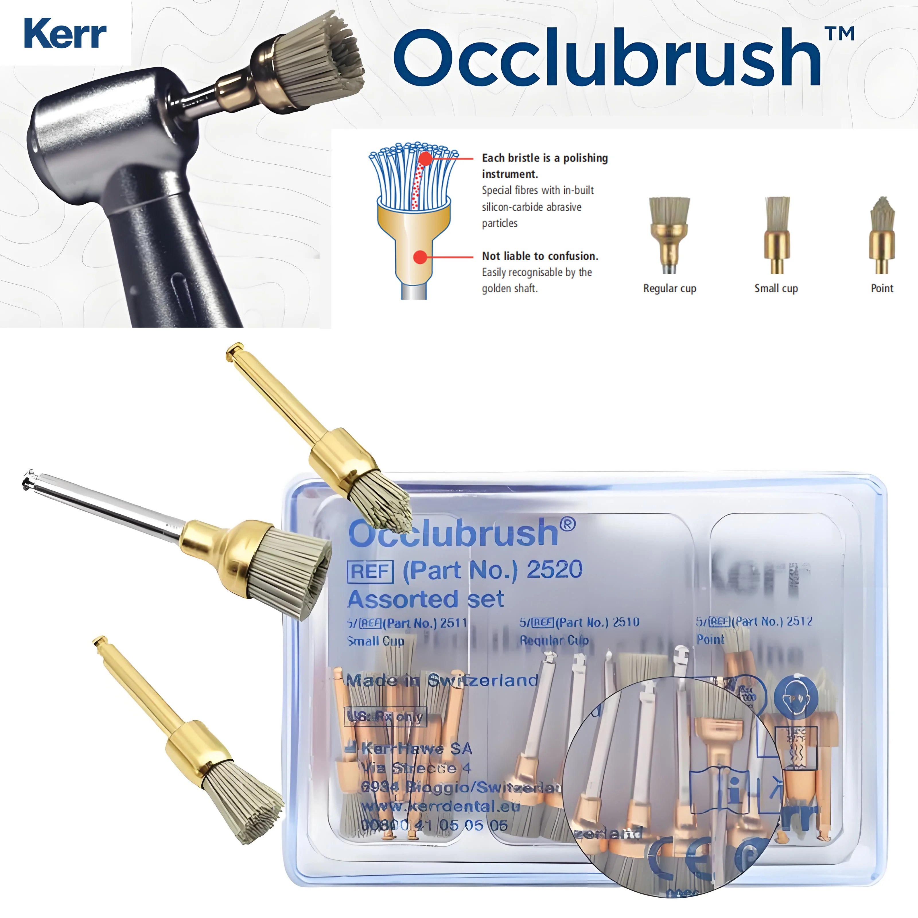 

15pcs KERR Dental Finishing Polishing Occlubrush Assorted Set Small/Regular Cup Point Brushes Tools for Dental Clinic