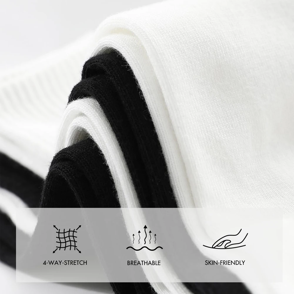 5Pairs Unisex Bamboo Rayon Socks Super Soft Black White Beige Crew Socks view 4