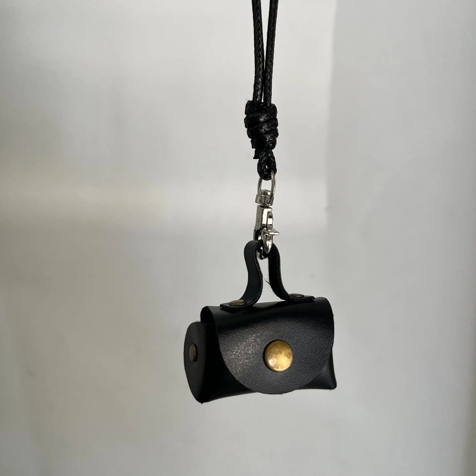 Compact Leather Coin Purse Neck Hanging Necklace Long Sweater Chain Accessory