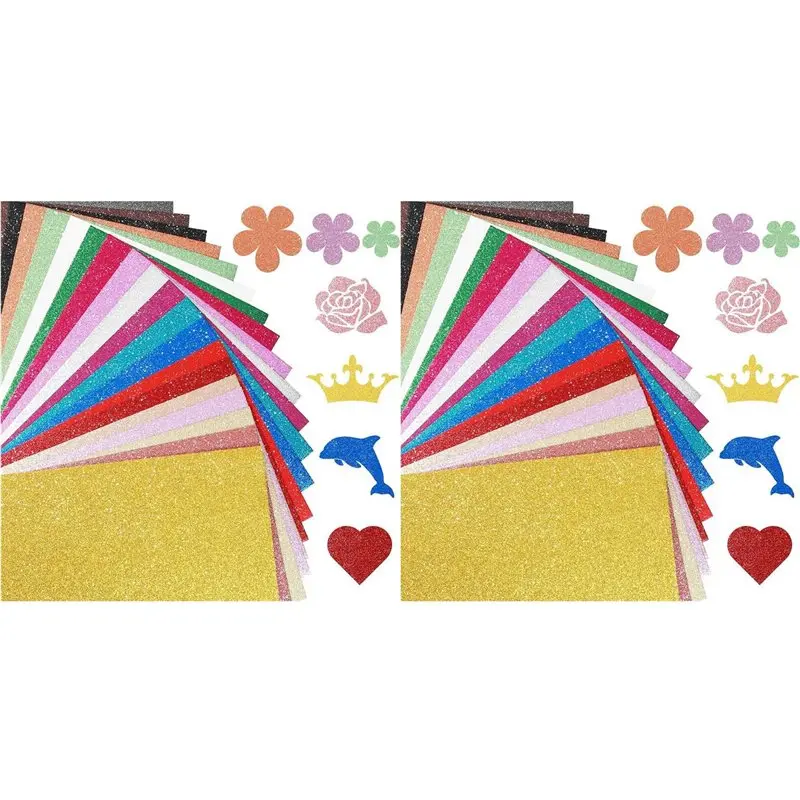 

【FITTING】80 Sheets 20 Colors Glitter Cardstock, 250GSM A5 Glitter Paper No-Shed Thick Sparkly Card Stock, Shimmer Cardstock