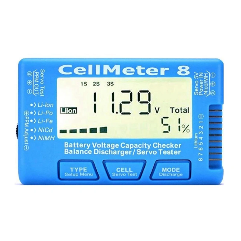 Hot-A80P-RC Cellmeter-8 1-8S Battery Capacity Voltage Test Meter For Lipo Life Li-Ion Nimh Nicd Cell Meter