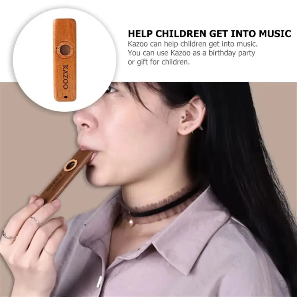 Wooden Wooden Kazoo With Lanyards Instruments Lightweight Accompaniment Kazoo Wear-resistant Durable Musical Instruments Flutes