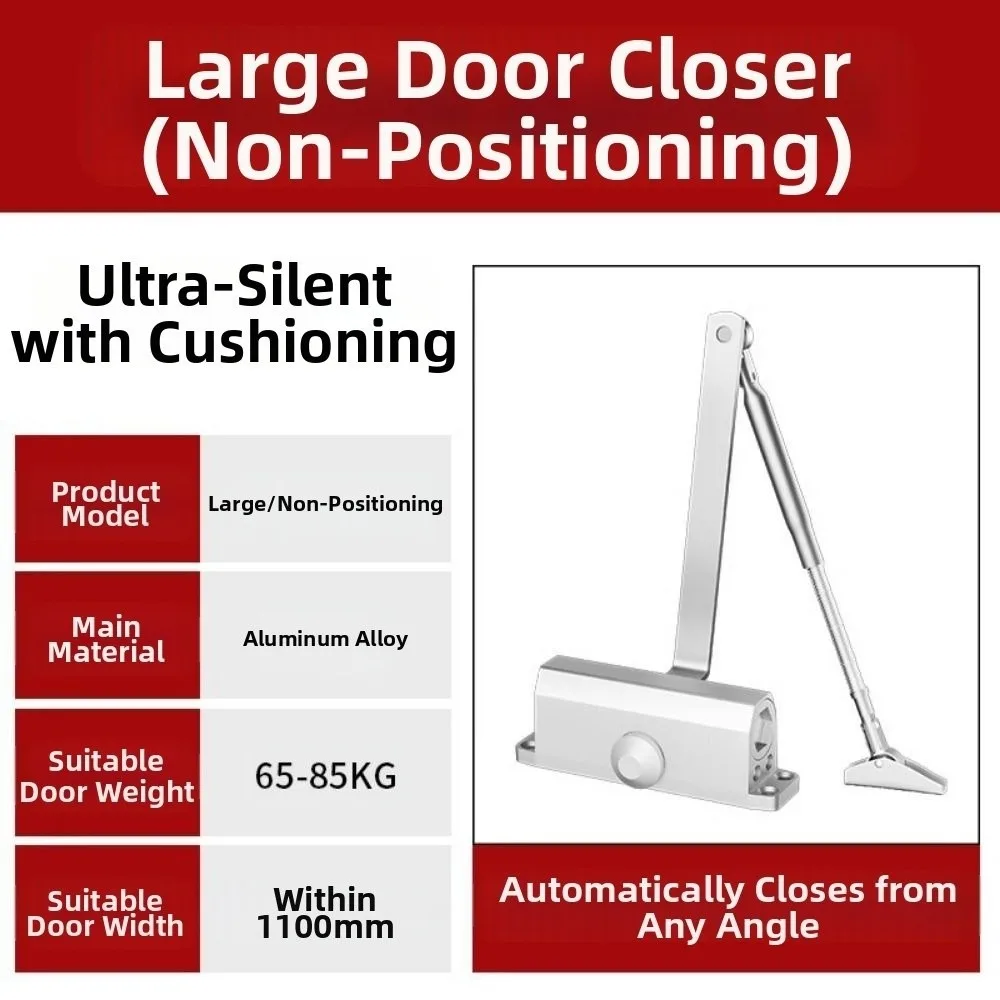 

25-85KG Automatic Door Closer Mute Soft Closing Adjustable Speed Door Closing Equipment Aluminum Alloy Rust-proof