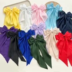 Satin Silk Ribbon Big Bows Hairpins Spring Clips Korean Bow long Streamers Hair Clips Hairgrips for women girls Hair accessories