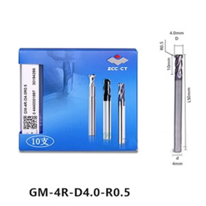 GM-4R-D4.0R1.0 ZCC.CT GM-4R 4 모서리 원형 아크 엔드 밀, 코너 라운드 엔드 밀, 4 플루트 엔드 밀, D4.0R1.0 * 4*10*50 4F