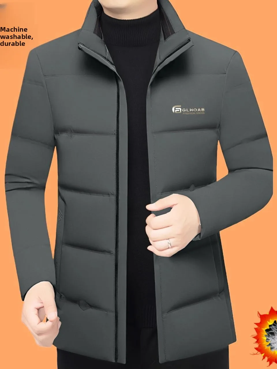 

Мужская модная повседневная утепленная зимняя куртка-дафл с воротником-стойкой, пуховик, теплая верхняя одежда в деловом стиле, новинка