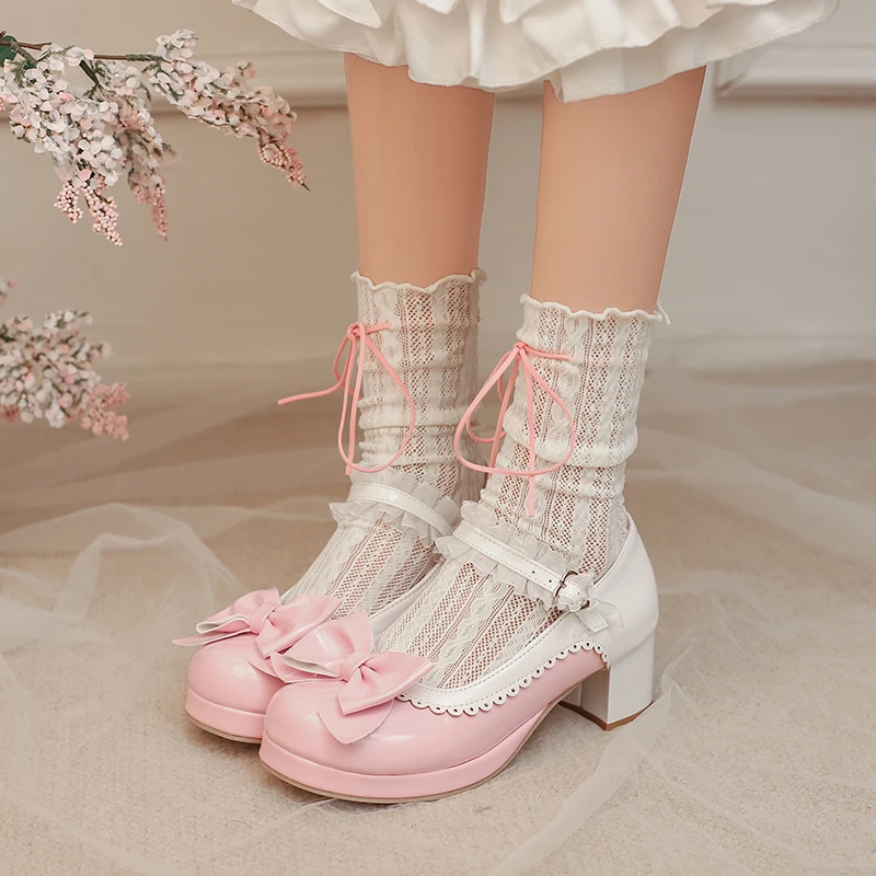 

YQBTDL Sweet Girls Mary Janes Shoes Детские туфли на высоком каблуке для школьной вечеринки 2025 Туфли принцессы Белый Черный Розовый 12 13 14 15 16 17 18