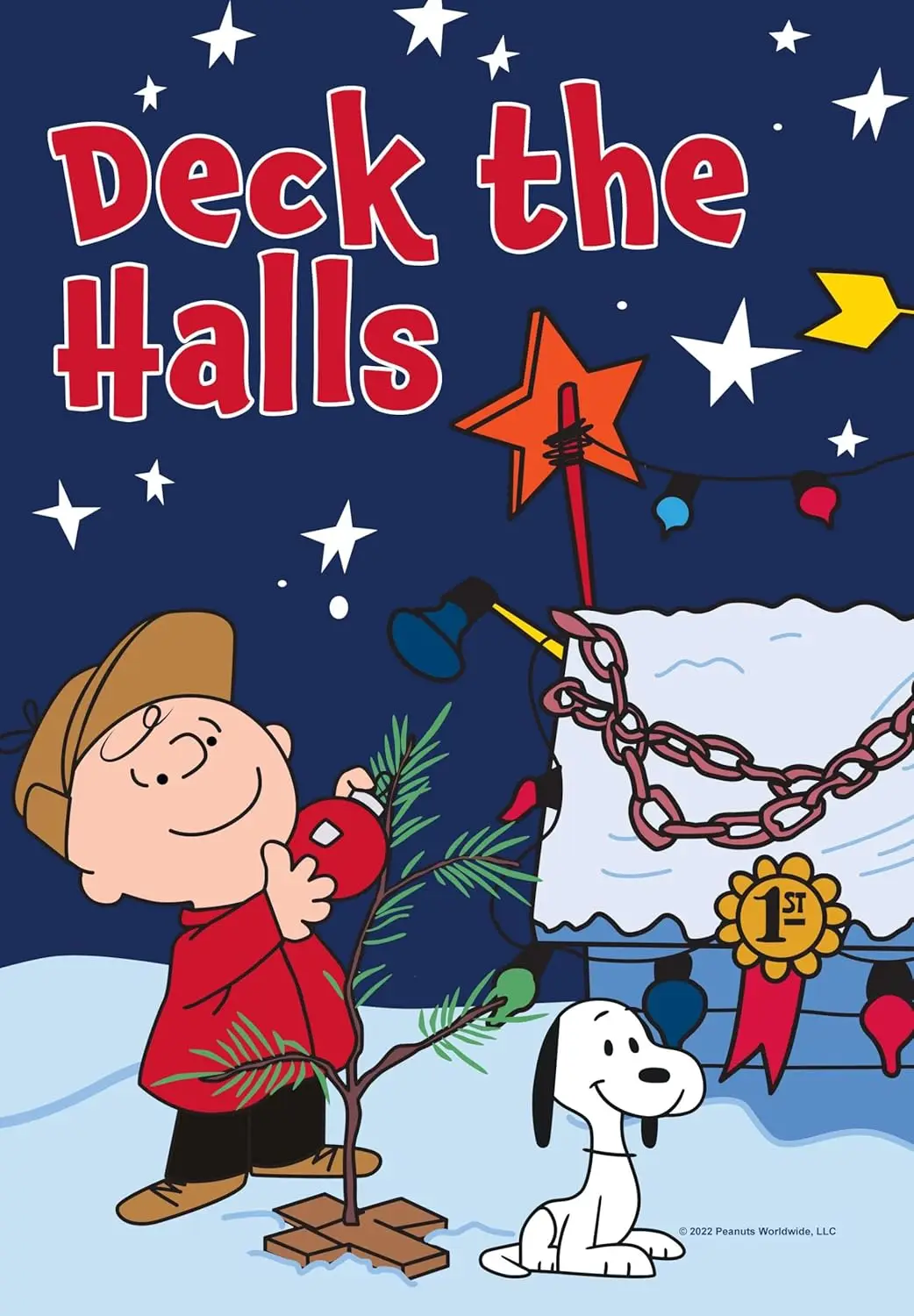 Peanuts Deck the Halls Charlie Brown and Snoopy Garden Flag, 12.5